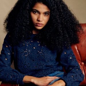 Sézane Jesse Blouse in Navy Blue Crochet Lace - FR/40 - US/8